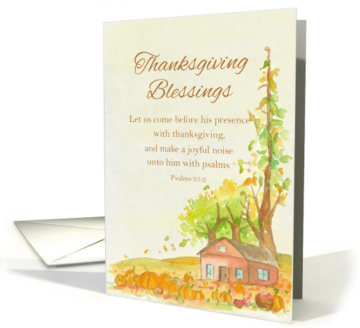 Thanksgiving Blessings Bible Scripture Psalms Watercolor Art card