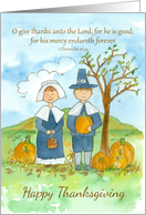 Happy Thanksgiving Pilgrims Religious Scripture 1 Chronicles 16:34 card