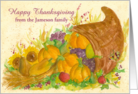 Happy Thanksgiving Cornucopia Watercolor Custom Name card