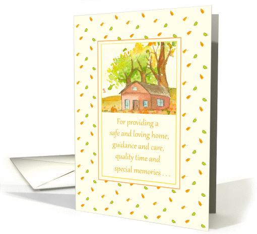 Happy Parents' Day Country Home Autumn Leaves Watercolor Art card