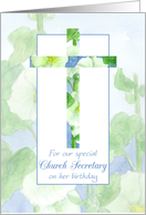 Church Secretary Happy Birthday Hollyhocks Cross Watercolor Art card