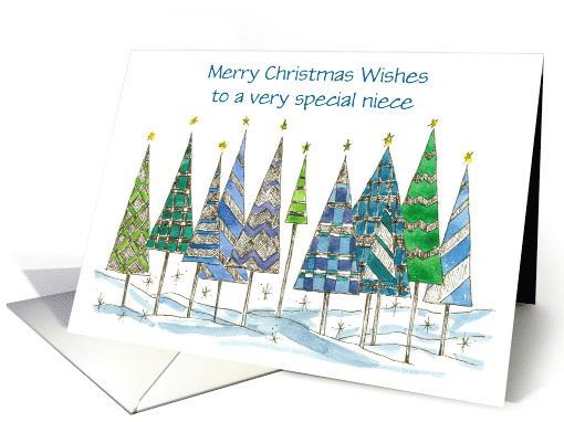 Merry Christmas Custom Name Holiday Trees card (1302626)