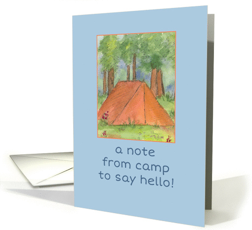 Note From Camp Tent Forest Watercolor Art Illustration card (1303824)
