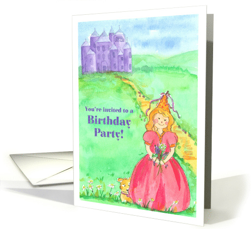 Birthday Party Invitation Pink Princess Castle card (130715)