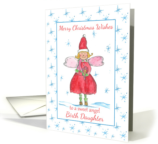 Merry Christmas Sweet Angel Birth Daughter Blue Snowflakes card