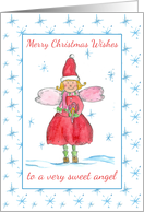 Merry Christmas Sweet Angel Blue Snowflakes card