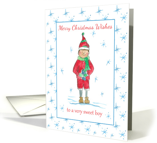 Merry Christmas To A Very Sweet Boy Elf Snowflakes card (1313914)