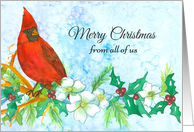 Merry Christmas From All of Us Cardinal Bird card