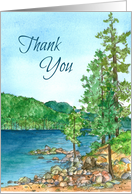 Thank You Mountain Lake Watercolor Blank card