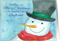 Merry Christmas Daughter’s Boyfriend Snowman Watercolor card