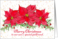 Merry Christmas Son’s Girlfriend Poinsettia Flowers card