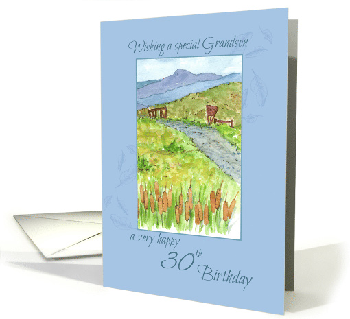 Happy 30th Birthday Grandson Mountain Hiking Trail card (1342576)