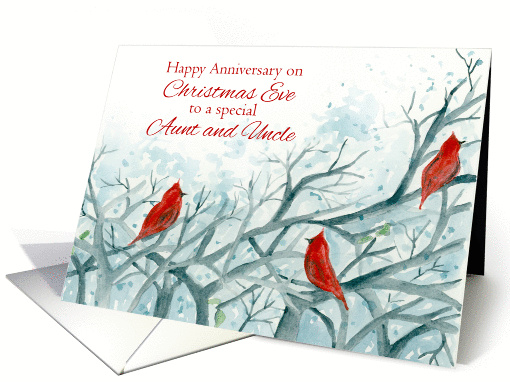 Happy Christmas Eve Anniversary Aunt and Uncle Cardinals card