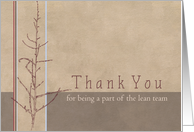 Lean Team Thank You Botanical Plant Art Earth Tone Stripes card