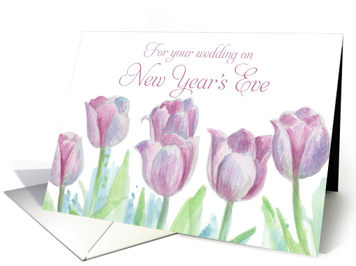 New Year's Eve Wedding Congratulations Mauve Pink Tulip Flowers card