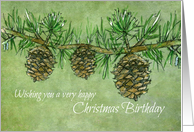 Happy Birthday on Christmas Day Pinecones card