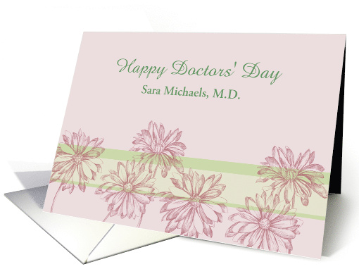 Happy Doctors' Day Custom Name Daisy Botanical Art Mauve Floral card