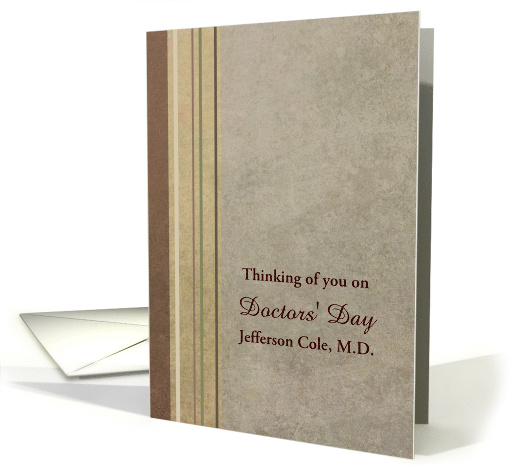 For You On Doctors' Day Custom Name Stripes Earth Tones card (1360164)