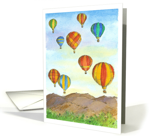 Thank You Hot Air Balloons Mountains Trees card (1366246)
