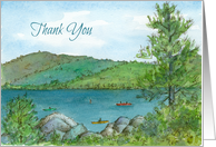 Thank You Mountain Lake Kayaks Watercolor Painting card