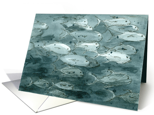 Fish Thank You Watercolor Painting Black White card (1367512)
