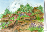 Miss You Desert Wildflower Landscape Watercolor Painting card