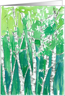 Happy Earth Day Aspen Trees Green Watercolor card