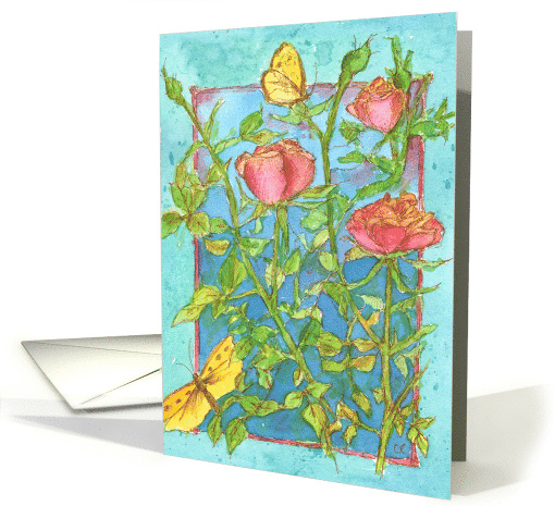 Happy Mother's Day Pink Roses Butterflies card (1370318)