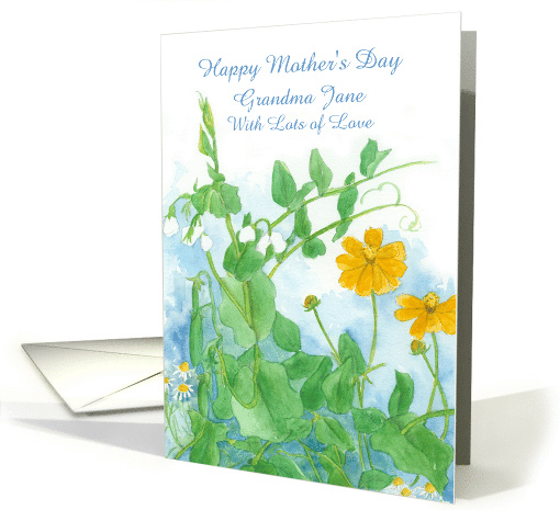 Happy Mother's Day Flowers Peas Custom Name card (1370996)