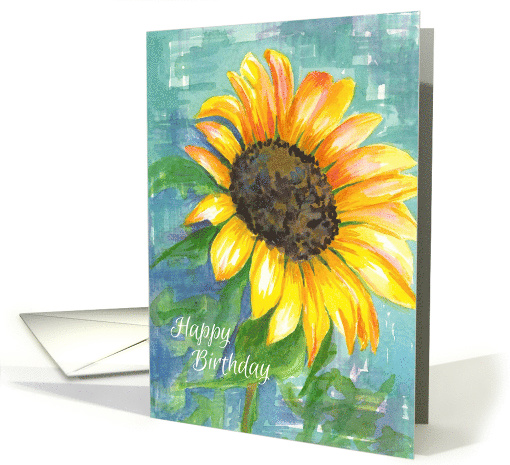 Happy Birthday Yellow Sunflower Watercolor card (1372598)
