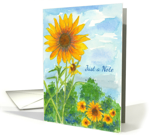 Sunflowers Just A Note Watercolor Painting Blank card (1373744)
