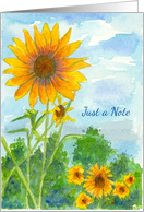 Sunflowers Just A Note Watercolor Painting Blank card