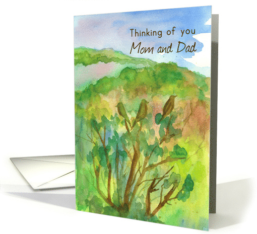 Thinking of You Mom and Dad Birds Sagebrush Desert Hills card