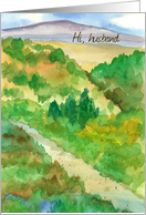 Hi Husband Desert Mountain Road Watercolor Landscape card