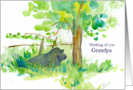 Thinking of You Grandpa Cow In Meadow Farm Animal card