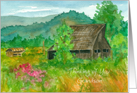 Thinking of You Grandson Barn Sweet Peas Meadow Mountains card