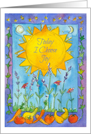 Today I Choose Joy Inspiration Sun Moon Stars Flowers Watercolor card