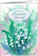 Wishing You A Beautiful Spring Lily of the Valley Flowers Watercolor card