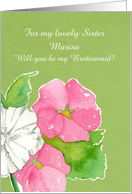 Wedding Bridesmaid Invitation Custom Name Pink Hollyhock Flowers card