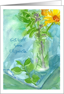 Get Well Soon Custom Name Yellow Daisy Wildflower Bouquet card