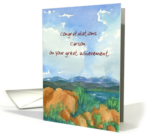 Congratulations Custom Name Landscape Watercolor Painting card