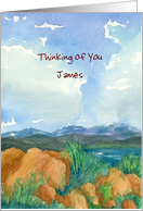Thinking of You Custom Name Landscape Watercolor Painting card