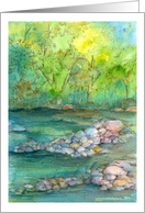 Happy Birthday River Autumn Trees Landscape Watercolor Painting card