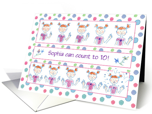 Young Girl Count To Ten Congratulations Customize Name card (1414450)