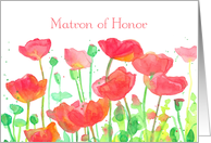 Matron of Honor Invitation Wedding Party Red Poppies card