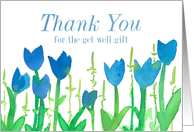 Thank You For The Get Well Gift Blue Tulip Flowers Watercolor card