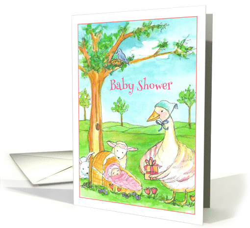 Baby Shower Invitation Mother Goose Lamb Rabbit card (1432450)