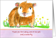 Pet Sitter Thank You Guinea Pig Animal Drawing card