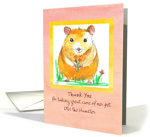 Pet Sitter Thank You Hamster Animal Drawing Custom card (1440008)