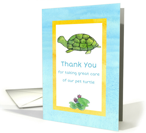 Pet Sitter Thank You Turtle Waterlily Watercolor card (1440380)